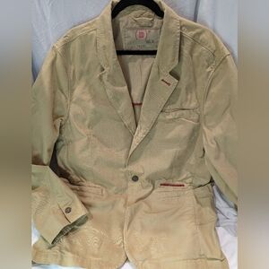 Like New Gap RED Men’s X-LARGE Khaki Blazer Jacket Rare Large Pockets Red Detail